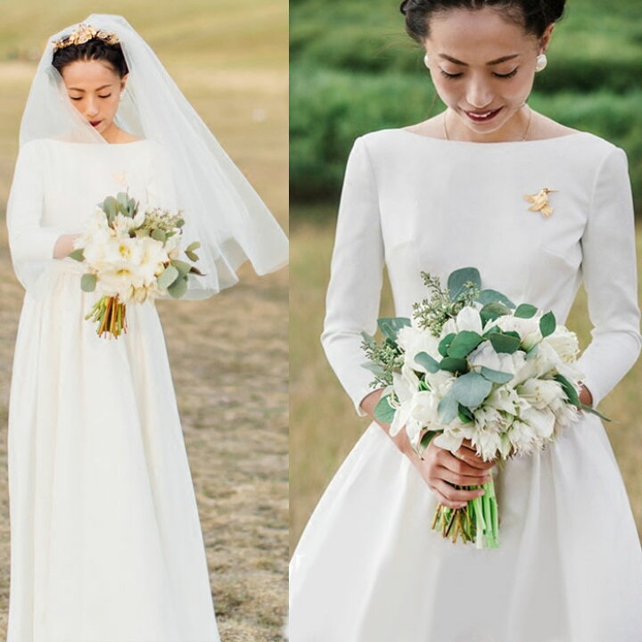 楽天市場 ウエディングドレス 着後ﾚﾋﾞｭｰ特典 ウェディングドレス スレンダーライン 7分袖 シンプル お姫様 サテン 海外ウェディング Xxl 大きい 小さいサイズ ホワイト インポート ブライダル パーティ 花嫁衣装 二次会 前撮り ドレス ワンピース ファクトリー