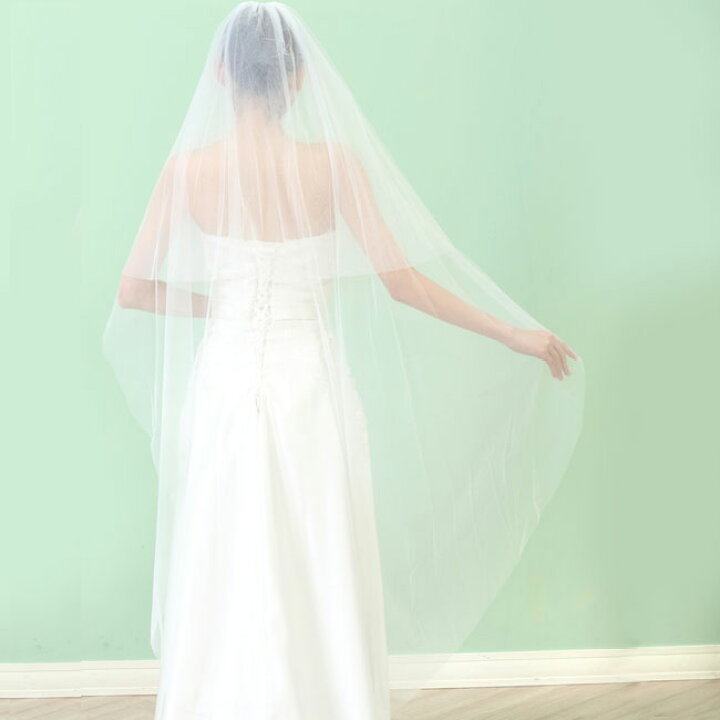 ウェディングベール 150cm ミドル ヴェール Veil ウエディングベール サテンリボン パイピング コーム付 シンプル ミディアム