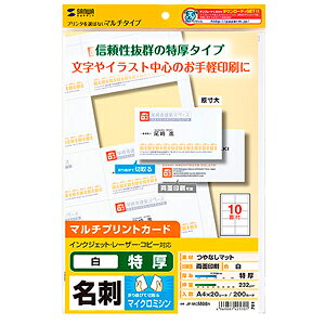 サンワサプライ マルチタイプ名刺カード・特厚 JP-MCM08N【代引・後払い決済不可商品】