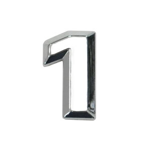 【DM便発送可】 emb-bz28-1 (数字=1) アルファベット 3D クロームエンブレム ベンツ風フォント 両面テープ付 (カーアクセサリー カスタム パーツ 立体的 メッキパーツ ドレスアップ)