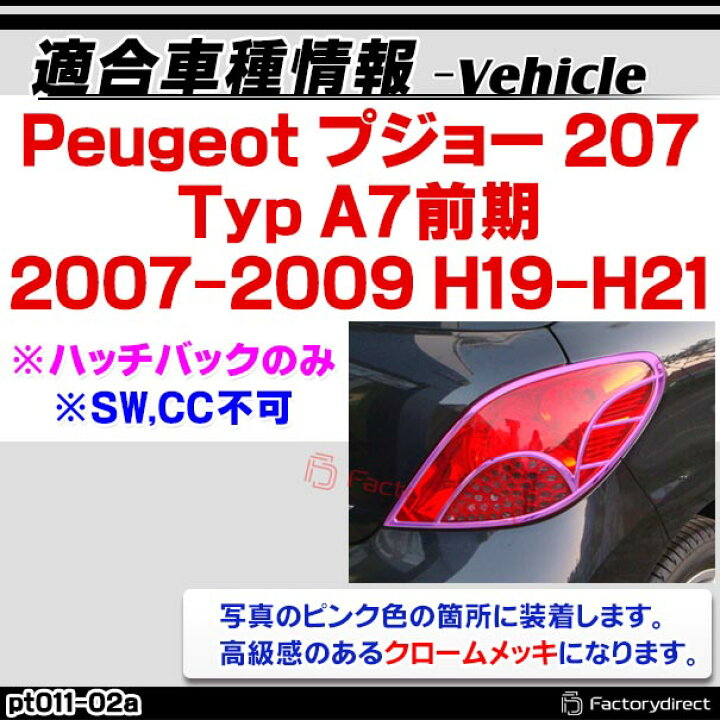 楽天市場】ri-pt011-02a テールランプ用 Peugeot プジョー 207 (Typ A7 