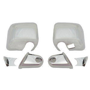 ri-je001-59jp ドアミラーカバー用(サイドカメラ穴あり) Jeep Wrangler ジープラングラー (JK 2006-2018 H18-H30) クロムパーツ メッキトリム ガーニッシュ カバー ( カスタム 車用品 メッキ ドアミラー カ