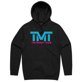 tmt-mo41-2kaf THE MONEY TEAM ザ・マネーチーム パーカー CLASSIC HOODIE 黒ベース×水色ロゴ フロイド・メイウェザー ボクシング メンズ プリント アメリカ TMT WBC WBA( メイウェザー プルオーバー おしゃれ フーディー ロゴパーカー )