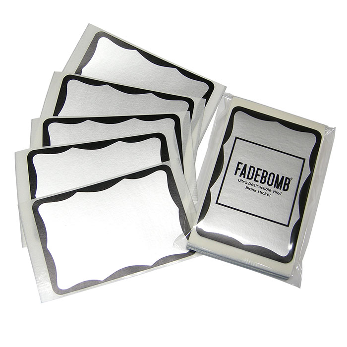 激安通販販売 ラベル50枚 FADEBOMB Matte silver border sticker 定価 90mmx60mm メール便OK エッグシェルステッカー eggshell