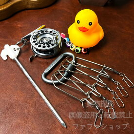 釣り用ストリンガーセット 5m 5連フック カラビナ付き 強力ワイヤー 魚キープロープ コンパクト収納 海釣り 磯釣り 堤防釣り アウトドア フィッシング用品