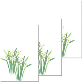 年賀 はがき 寒中見舞い ハガキ 和紙 年賀状 お礼 葉書 和風【花の寿ぎ FPS-804 水仙(すいせん) 3枚入り 定型文なし】冬 イラスト ポストカード 無料 絵葉書 御礼状 挨拶状 年賀状 返礼 福井朝日堂 京都