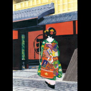 グリーティング カード 和風 クリスマス メッセージ カード 【舞妓 f20-54】祇園 貼り絵風 舞妓 和紙 イラスト メッセージカード 多目的 福井朝日堂 京都