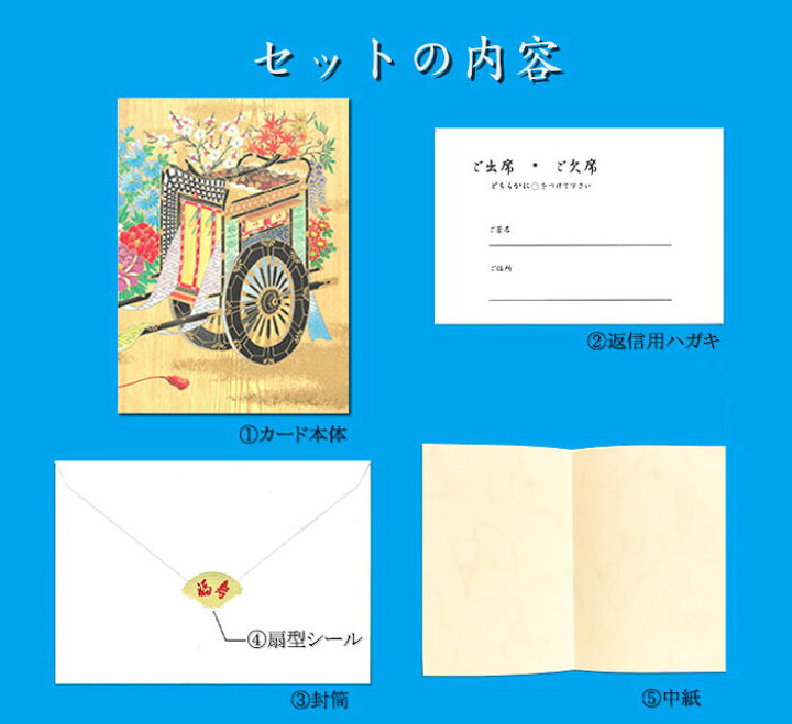 楽天市場 招待状 結婚式 和風 セット 御所車 F35 93 ウェディングカード セット 和紙 イラスト 無料 多目的 メッセージカード 結婚 婚礼 挨拶状 グリーティングカード クリスマスカード 福井朝日堂 京都 F A Greetings