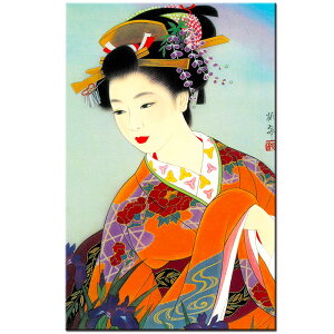 グリーティングカード メッセージカード クリスマスカード バースデーカード ウェディングカード 和風【美人画 カード F23-19】和紙 封筒 誕生日 結婚 お礼 挨拶 多目的 冬 イラスト ポストカ