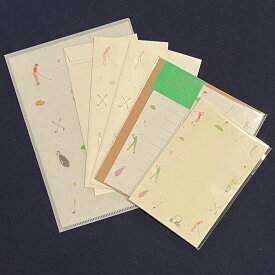 ゴルフコンペ 景品 賞品 ノヴェルティ 雑貨【ゴルフ ステーショナリーセット】景品 賞品 ノヴェルティ 雑貨 送料無料 祝儀袋 封筒 金封 万円型 便箋 レターセット クリアファイル はがき 和紙 和風 ポストカード 絵葉書 文具 文房具 セット 福井朝日堂 京都