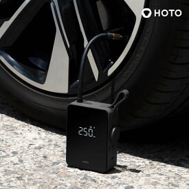 HOTO エアポンプ 多用途 5種プリセット 自動停止 精密圧力調整 入れすぎ防止 自動停止機能 冷却機構 2500mAh大容量 急速 Type-C充電 リング型LEDライト 車 自転車 バイク ボール アウトドア