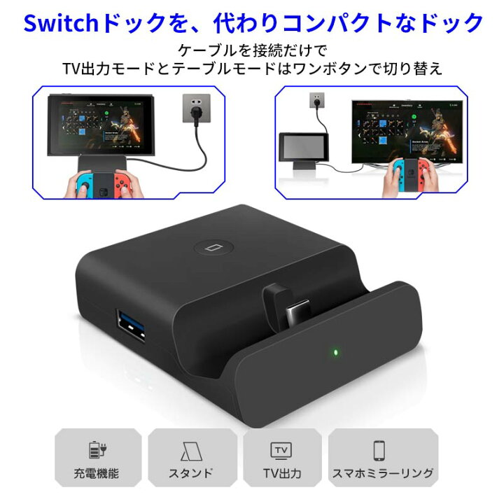 楽天市場 Switchドック 充電スタンド Pd対応 小型 Hdmi変換 Tvモード テーブルモード Tv出力 アダプター Nintendo Switchシステム対応 4k 1080p解像度 ポータブル Usbハブスタンド Type Cポート Usb3 0ポート搭載 Koto Cochi