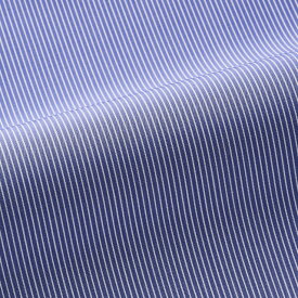 【送料無料】［国内縫製］トーマスメイソン(Thomas Mason)で作る オーダーメイド シャツ/ブルー-ストライプ ビジネス ドレスシャツ 婚活 モテシャツ オーダーシャツ 紳士 ギフト 5569 クールビズ