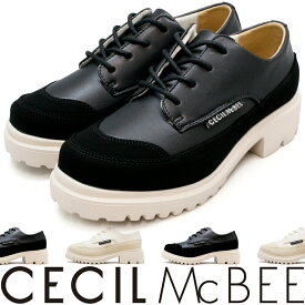 レディース スニーカー きれいめ おしゃれ 超軽量 タンクソール ボリュームソール チャンキーヒール 紐靴 女性 CECIL MCBEE セシルマクビー CML203