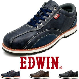 メンズシューズ 防水 カジュアル ビジネス スニカー 防滑Wソール 上質素材 PU革靴 紐靴 紳士靴 おしゃれ 3色 EDWIN エドウィン edm4555