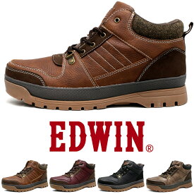 防水 スニーカー メンズ ハイカット 耐滑底 トレッキング アウトドア ファスナー サイドジッパー 高耐久 スニーカーブーツ 紐靴 おしゃれ 3色 EDWIN エドウィン EDM6560｜正規販売店