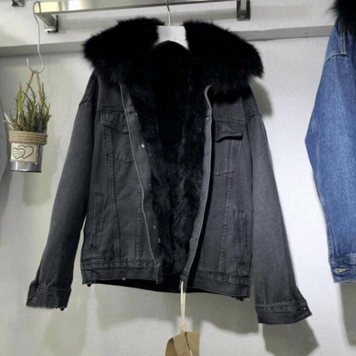 楽天市場】ファー付き コート レディース デニム ジャケット ボア 