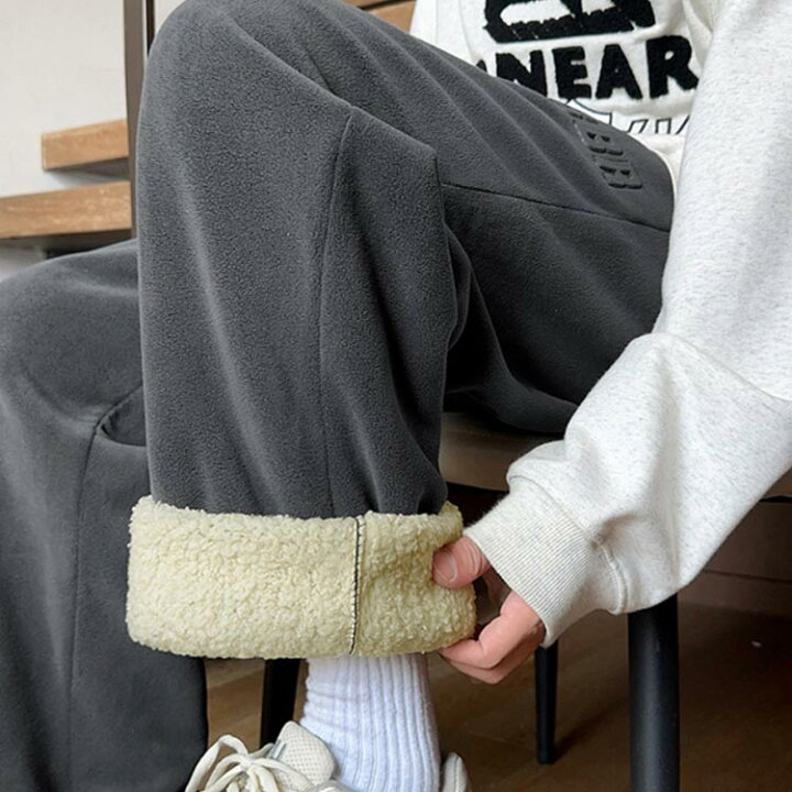 楽天市場】裏起毛 ボアフリースパンツ もこもこ ワイドパンツ 秋冬 