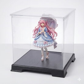 コレクションケース フィギュアケース ディスプレイケース 幅18cm 奥行18cm 高20cm プラスチック クリア 透明 卓上 収納 ブーケケース フラワーケース ミニカーケース 組み立て式 持ち運び 軽量 フェアリーランドケース 天板 側面 台座 1セット