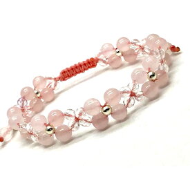 パワーストーン ブレスレット 天然石 ローズクォーツ お花 マクラメ 1点物 アクセサリー プレゼント 女性 男性 ギフト 運気 幸運 オリジナル メンズ レディース