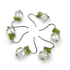 パワーストーン ピアス 天然石 水晶 ペリドット お花 ステンレス フック プレゼント アクセサリー 女性 男性 ギフト 運気 幸運 オリジナル メンズ レディース