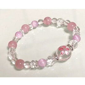 パワーストーン ブレスレット 天然石 桜彫水晶 ディープローズクォーツ クンツァイト ハンドメイド アクセサリー プレゼント 女性 男性 ギフト 運気 幸運 オリジナル メンズ レディース