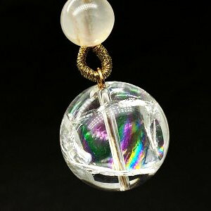 アイリスクォーツ レインボー水晶 ネックレス パワーストーン 天然石 虹入 丸玉 20mm コード No.14014 プレゼント 女性 男性 アクセサリー ギフト 運気 幸運 オリジナル メンズ レディース