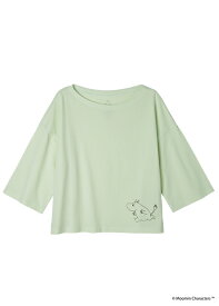 People Tree × Moomin オーガニックコットンビッグTシャツ 『急げ！ムーミン』 ライトグリーン Mサイズ