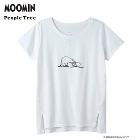 People Tree × Moomin オーガニックコットンスリットTシャツ 『ムーミン』 エコホワイト (M／L)