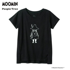 People Tree × Moomin オーガニックコットンスリットTシャツ 『スナフキン』 ブラック (M／L)