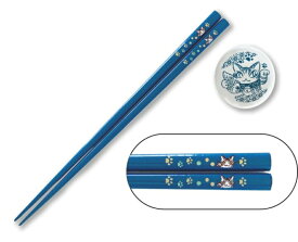 [廃番/在庫限り] わちふぃーるど 箸・箸置きセット (まねき・赤／まねき・青)
