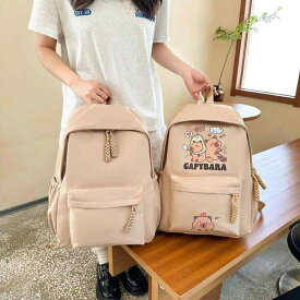 リュックサック 女子 中高生 カピバラ柄 かわいい 両肩 日常使い 大学生 通学 軽量 ナイロン 肩掛け ポケット付き コンパクト 人気デザイン