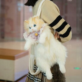 キッズ リュックサック ラグドール猫 ぬいぐるみ 付き かわいい 動物 モチーフ 子供用 バックパック 通学バッグ 学校用 プレゼント ギフト 玩具 リアル フィギュア スタイル