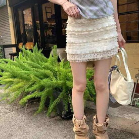 スカート レディース かわいい レース フレア ミニスカート 夏用 セクシー 見え防止 ヒップハグ 小柄対応 Aライン 軽量 伸縮性 吸湿速乾 ブラック ピンク系