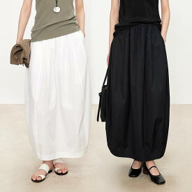 レディース スカート 夏用 綿素材 肌触り良い 高密度 快適 ミニマム カジュアル 不規則 ヘム 立体 シルエット 花苞 デザイン フレア ミディ丈 軽やか 普段使い