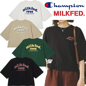 ミルクフェド MILKFED. × CHAMPION ARCH COOPER LOGO S/S TEE Tシャツ 半袖 カットソー チャンピオン コラボ ロゴ レディース ブランド 正規
