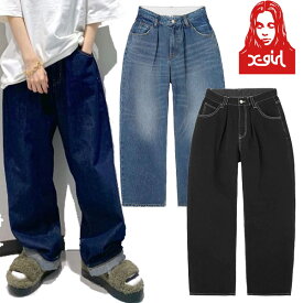 エックスガール X-GIRL WIDE TAPERED PANTS ワイド テーパード ウォッシュ デニム パンツ パンツ 人気 メンズライク ブランド レディース
