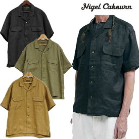 ナイジェルケーボン Nigel Cabourn オープンカラーシャツ リネンツイル OPEN COLLAR SHIRT LINEN TWILL 80480011005 半袖 ミリタリー メンズ 正規 新品