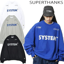 スーパーサンクス SUPERTHANKS SYSTEM LOGO PRINT CREWNECK BIC SWEAT スウェット トレーナー ロゴ ランダム ブランド 正規品 ユニセックス