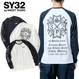 ロンT 長袖 SY32 by SWEET YEARS エスワイサーティトゥ RAGLAN SLEEVE CROSS L/S TEE ラグラン スリーブ クロス 人気 シンプル セットアップ 正規 新品
