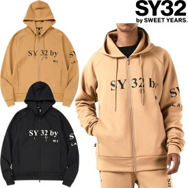 SY32 by SWEET YEARS エスワイサーティトゥ DOUBLEKNIT SEPARATE GRAPHIC ZIP HOODIE ダブルニット ジップパーカー 人気 シンプル セットアップ 正規 新品