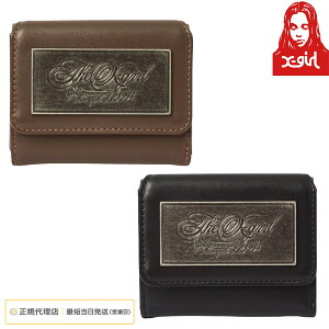 �G�b�N�X�K�[�� X-girl ���f�B�[�X METAL PLATE MINI WALLET �O�܂���z �~�j�E�H���b�g ���S ���^���v���[�g �R���p�N�g 105262054012 �\��