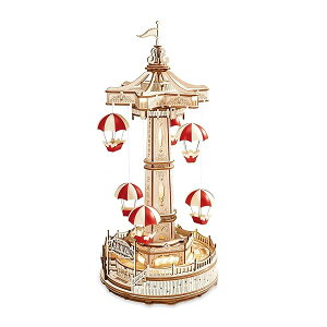 つくるんですR【日本公式販売/日本語説明書付】Robotime 3D ウッドパズル遊園地シリーズ (パラシュートタワー)