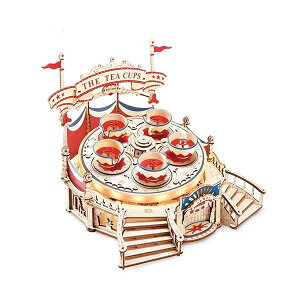 つくるんですR【日本公式販売/日本語説明書付】Robotime 3D ウッドパズル遊園地シリーズ (ティーカップ)