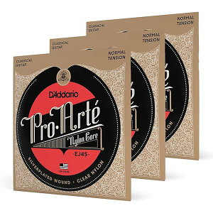 D'Addario ダダリオ クラシックギター弦 プロアルテ Silver/Clear Normal EJ45-3D 3set入りパック 【国内正規品】