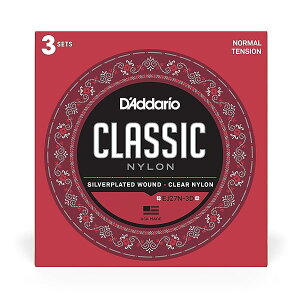 D'Addario __I NVbNM^[ Sliverplated Wound Clear Nylon Normal Tension EJ27N-3D 3setpbN yKiz