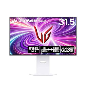 LG Q[~Oj^[ UltraGear OLED 32GS95UV-W 31.5C`/4K(3840×2160)/VESA Dual Mode(4K@240Hz/FHD@480Hz)/L@EL/0.03ms(ClearMR 13000)/DC