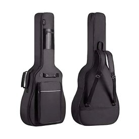 CAHAYA 【12mmスポンジ】 ギターケース アコースティックギター ギグバッグ 軽量 ソフト ケース フォークギターバッグ 大容量ポケット付き 頑丈 耐久 全体 改善 リュック型 肩掛け 手提げ (白いストライプ付き) CY0149