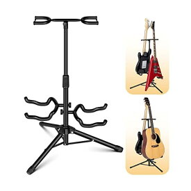 CAHAYA ダブルヘッド ギタースタンド 折りたたみ式 高さ調整可能 柔らかいEVAフォーム材アーム付き 三脚 立てかけタイプ 安定 耐久 ギターハンガー 多用途 アコースティック クラシック エレクトリック エレキギター ウクレレ ベース ビワ