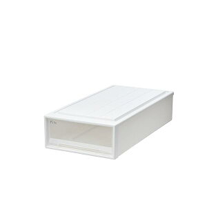 天馬 収納ボックス フィッツケース 押入れ 幅39×奥行74×高さ18cm 収納ケース たわみにくい 衣装ケース 日本製 再生材配合 サステナブル 【色 ホワイトクリア】 【74-39S】